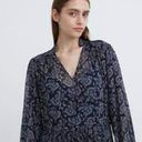 Uniqlo Uniqulo Printed Chiffon Pleated Long Sleeve Dress Womens Size Large Blue NWT NEW Photo 2