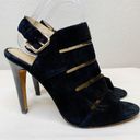 Isola  Black Strappy Suede Peep Toe Heel Sandals Size 9.5 Womens Photo 4