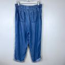 Talbots  Summer Twill Slim Leg Crop Pants Chambray Blue Tencel Drawstring Size 8 Photo 8