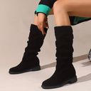 Mid Calf Slouch Boots Black Size 10.5 Photo 0