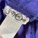 Steppin Out Vintage 90s Purple Blue Metallic Tinsel Floral Mesh Formal Dress Size M Photo 4