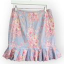 American Vintage British Khaki Lilac Purple Pink Floral Ruffle Hem Mini Skirt 8 Photo 4