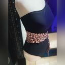 NWOT Women’s Swimsuit Leopard Waist Tie Cutout Black One Photo 5