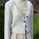 Jun & Ivy  Cropped Fluffy White Cardigan Size L Photo 5