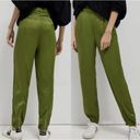 Anthropologie  Diandra Green Satin Pleated Joggers Size 16. B-3 Photo 2