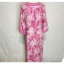 Carole Hochman  Long Dressing Gown Housecoat 1/2 Zip Pink Floral Cotton Sz Small Photo 8