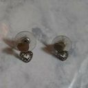 Heart Stud Earrings Shiny Clear Stones Double Heart Cute Sparkle Photo 0