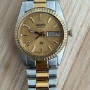 Seiko  SQ Ladies Watch Vintage Two Tone Bracelet Gold Tone Dial Day Date Window Photo 0