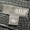 a.n.a  Womens Sweater Pullover Short Sleeve Loose Knit Crochet Summer Black Large Photo 5