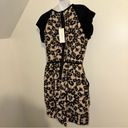 Rebecca Taylor Silk LEOPARD BLOCK Mini Dress color black & cream Size US 4 NWT Photo 4