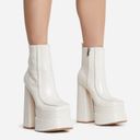 EGO  SQUARE TOE PLATFORM BLOCK HEEL ANKLE BOOT IN CREAM CROC PRINT FAUX LEATHER Photo 11
