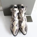 ALLSAINTS  Darcy Pointed Toe Ivory Python Snake-Print Leather Cutout Ankle Boots Photo 5