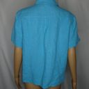 Chico's  Linen Hidden Button Placket Shirt Blue 1 Photo 11