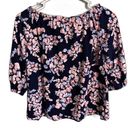 J.Jill  Black, Blue, & Pink Floral Elastic Sleeve Blouse Size Small Petite Photo 3