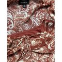 Bobeau Womens Blouse Brown White Paisley Long Sleeve Tie Keyhole Lined L New Photo 8