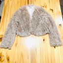 French Kiss Womens L Faux Furry jacket  Tan Long Sleeve Photo 8