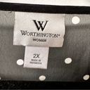 Worthington  Woman Sheer Black and white polka dot button down top sap sleeve Photo 2