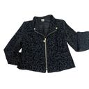 Anne Klein Black Velvet Leopard Print Zip Up Gold Hardware Jacket Blazer Size M Photo 2