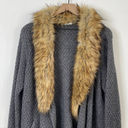 Joie  Jamilee C Faux Fur Collar Wool Cardigan Sweater Gray Women's Size Medium Photo 4