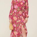 Rococo  Sand Dress Womens Small Pink Chloe Wrap Floral Motif Ruffle Long Photo 0