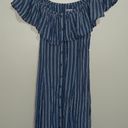 American Eagle  Blue And White Striped Button Down Dress Photo 3