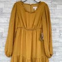 Rachel Parcell  Mustard Yellow Ruffled Tiered Long Sleeve Maxi Dress Textured Photo 2