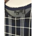 Theory  Plaid Peplum Top Kalora Lustrate Knit Top in Navy Multi Size M Photo 2