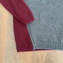 BCBGMAXAZRIA Lora Crew Neck Sweater with Zip Detail Heather Grey / Garnet Size M Photo 3