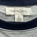 Treasure & Bond  Grey Heather-Navy Crew Neck Contrast Trim Thermal Top Sz XL Photo 2