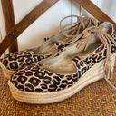 Ann Taylor  Elsa leopard printed calf hair espadrille wedges size 7 Photo 3