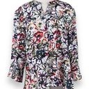 Habitat  Floral Button Up Blouse with Ruffle Hem Women’s size Large Photo 4