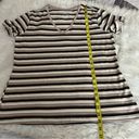 Nine West  Soft Spun V Neck Striped Tee Top Women’s  Large Metallic Business Cas Photo 6