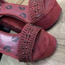 Juicy Couture  Women’s 6.5 Maroon Burgundy Rhinestone Faux Suede Slingback Heels Photo 4