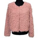 Candie's  Pink Fluffy Cropped Full Zip Jacket Furry Shag Coat Size Small Photo 0