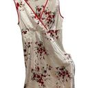 kim rogers  Intimates White Red Romantic Floral Satin Silky Chemise Slip Dress Photo 0