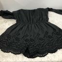 American Eagle  Outfitters Off shoulder romper eyelet charcoal womens size medium Photo 0