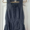 Joie Black Silk Smocked Waist Button Down Sleeveless Top Photo 0