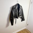 ZARA  Womens Faux Leather Crop Biker Jacket Viral Size Medium Oversize Photo 3