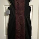 Andrew Marc  NWT Black & Maroon Wine Color Block Sheath Dress Size 8 Photo 4