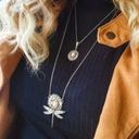 Dragonfly & Sunflower Silver Double Chain Necklace W/Zircon Gemstone Pendants Photo 0