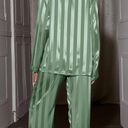 Amazon Silk Green Striped Pajama Set Photo 1