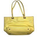 Nine West  Ava Faux Leather Tote Bag Purse Floral Laser Cut Design Yellow Silver Photo 4