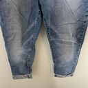 Gap Girlfriend High Rise Medium Indigo Cuffed Raw Hem Jeans Photo 3