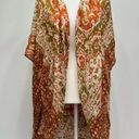 Avenue Zoe Rust Orange & Beige Boho Open Front Draped Kimono Wrap One Size Photo 5