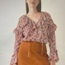 J.Crew  Womens Fete Floral Fall 2022 Ruffle Boho Chiffon Top Bell Sleeve Size S Photo 1