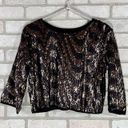 Endless Rose  Black and Gold Sequin Crop Top Size S Photo 6