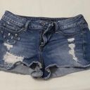 Hot Topic Skull Studded Distressed Denim Shorts Photo 0