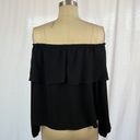 Wilfred  Aritzia Off The Shoulder Ruffle Blouse in Black Photo 3