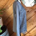 Adrianna Papell  Grey Crew Neck Floral Lace Overlay Sweatshirt Medium Photo 1