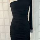 City Triangles  Black Ruched Bodycon One Shoulder Mini Dress Size S Photo 0